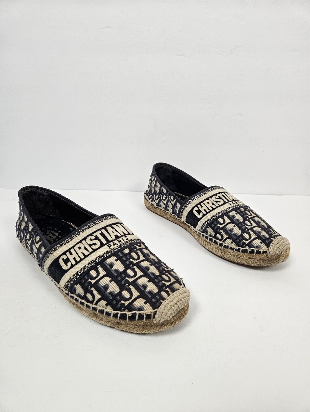 Christian Dior Navy Embroidered Granville Espadrille Flats